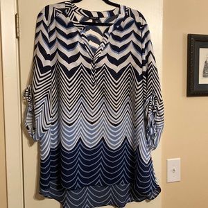 Sami & Jo plus hi lo navy blues chevron shirt